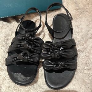 AEROSOLES size 8.5 Warsaw Black Comfort Bow Sandals NEW